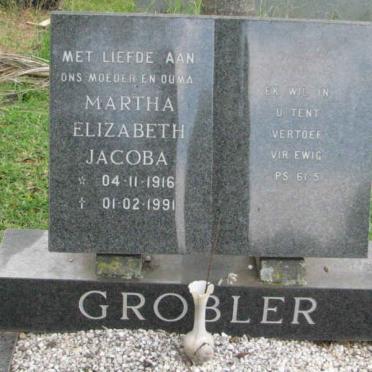 GROBLER Martha Elizabeth Jacoba 1916-1991