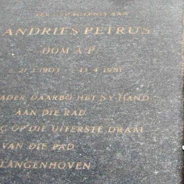 MERWE Andries Petrus, van der 1903-1981