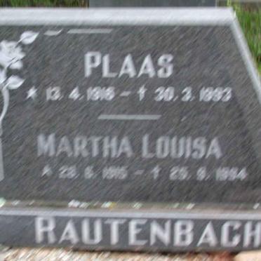 RAUTENBACH ? &amp; Martha Louisa ?