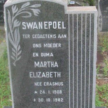 SWANEPOEL Martha Elizabeth nee ERASMUS 1908-1982