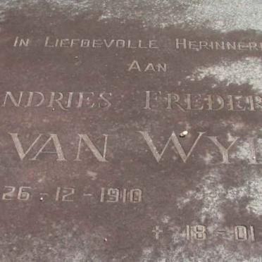 WYK Andries Frederick, van 1910-1986