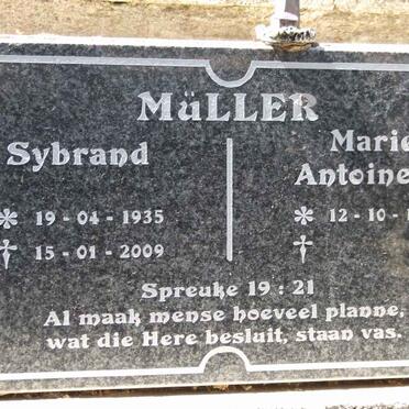 MULLER Sybrand 1935-2009 &amp; Marie Antoinette 1936-