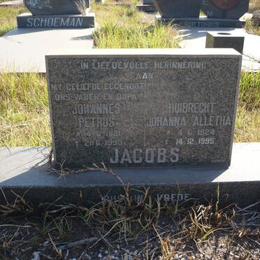 JACOBS Johannes Petrus 1921-1990 &amp; Huibrecht Johanna Alletha 1924-1995