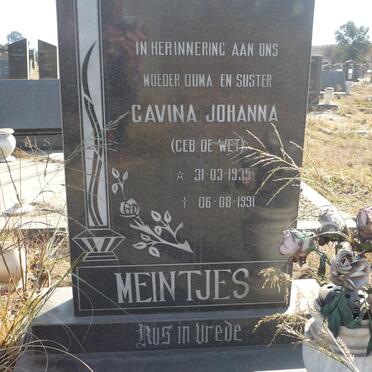 MEINTJES Cavina Johanna nee DE WET 1935-1991
