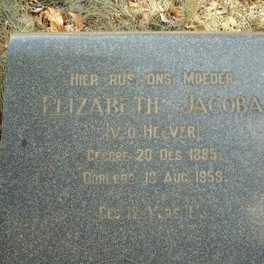 MüLLER Elizabeth Jacoba nee V.D. HEEVER 1885-1958