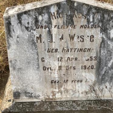 WESSELS M.J.M. nee HATTINGH 1853-1920