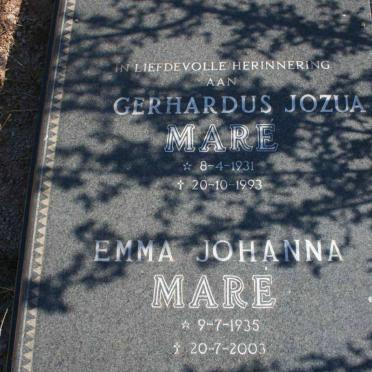 MARE Gerhardus Jozua 1931-1993 &amp; Emma Johanna 1935-2003