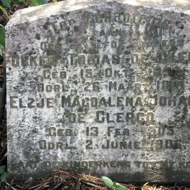 CLERCQ Ockert Tobias, de 1897-1901 :: DE CLERCQ Elzje Magdalena Johanna 1905-1906