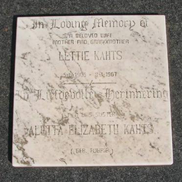 KAHTS Lettie 1905-1967 :: KAHTS Aletta Elizabeth nee FOURIE