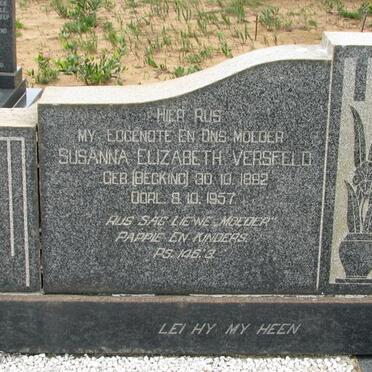 VERSFELD Susanna Elizabeth nee BECKING 1882-1957
