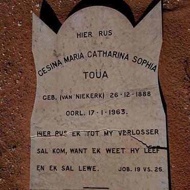 TOUA Gesina Maria Catharina Sophia nee VAN NIEKERK 1888-1963