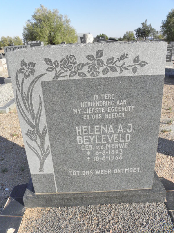 BEYLEVELD Helena A.J. nee van der MERWE 1893-1966