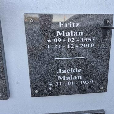 MALAN Fritz 1957-2010 & Jackie 1959-
