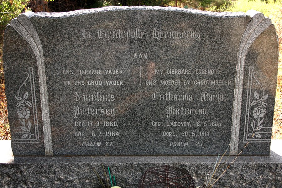 PIETERSEN Nicolaas 1880-1964 &amp; Catharina Maria LAZENBY 1885-1961