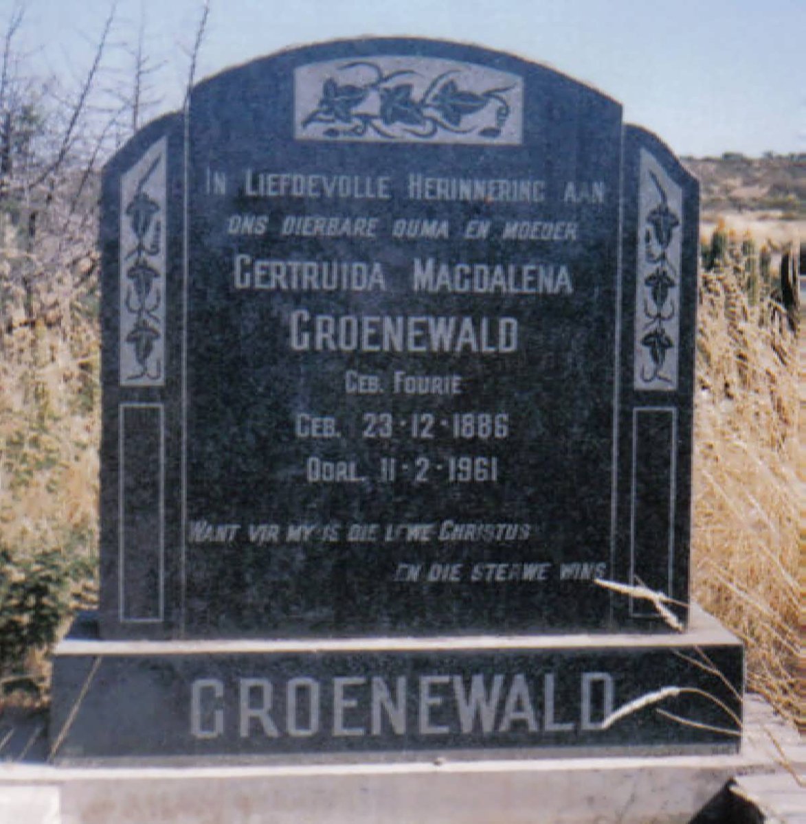 GROENEWALD Gertruida Magdalena nee FOURIE 1886-1961