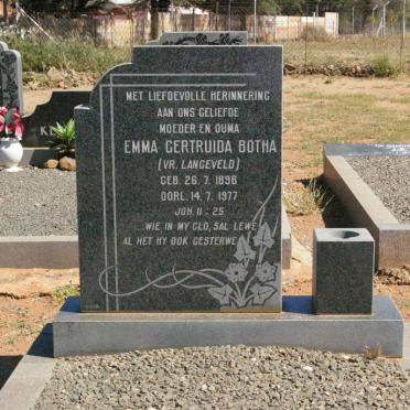 BOTHA Emma Gertruida vr. LANGEVELD 1896-1977