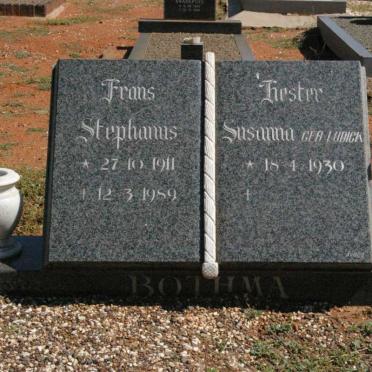 BOTHMA Frans Stephanus 1911-1989 &amp; Hester Susanna LUDICK 1930-