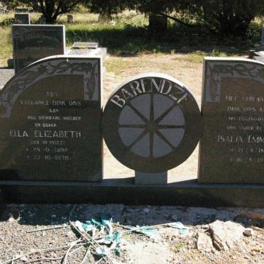 BARENDZE Isaija Emmanuel 1893-1972 &amp; Ella Elizabeth DU PREEZ 1896-1976