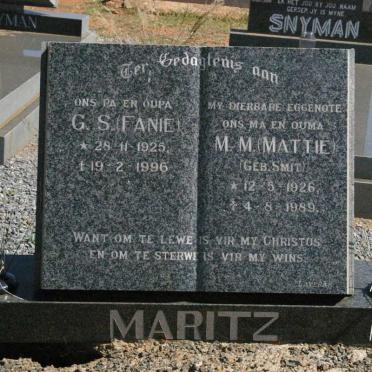 MARITZ G.S. 1925-1996 &amp; M.M. SMIT 1926-1989