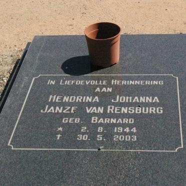 RENSBURG Hendrina Johanna, Janze van nee BARNARD 1944-2003