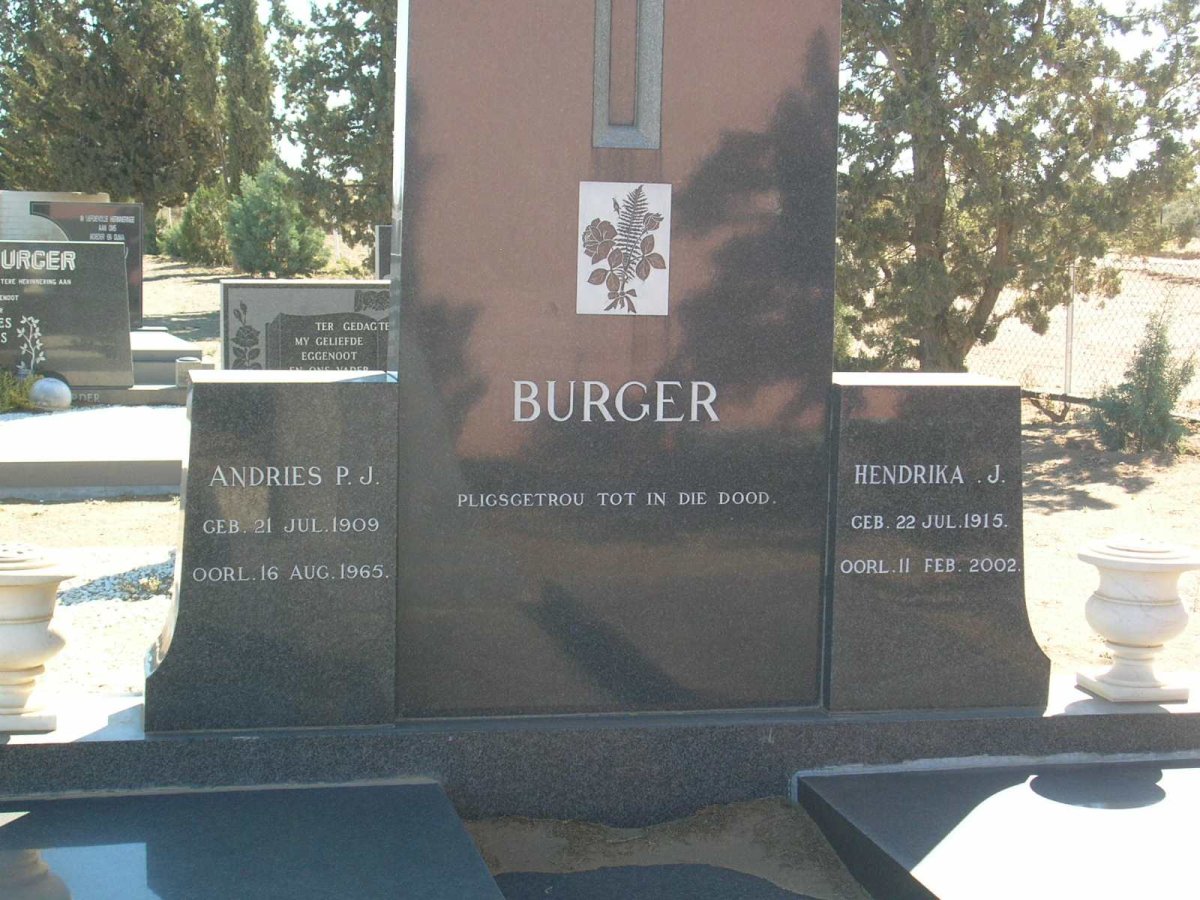 BURGER Andries P.J.1909-1965 & Hendrika J. 1915-2002