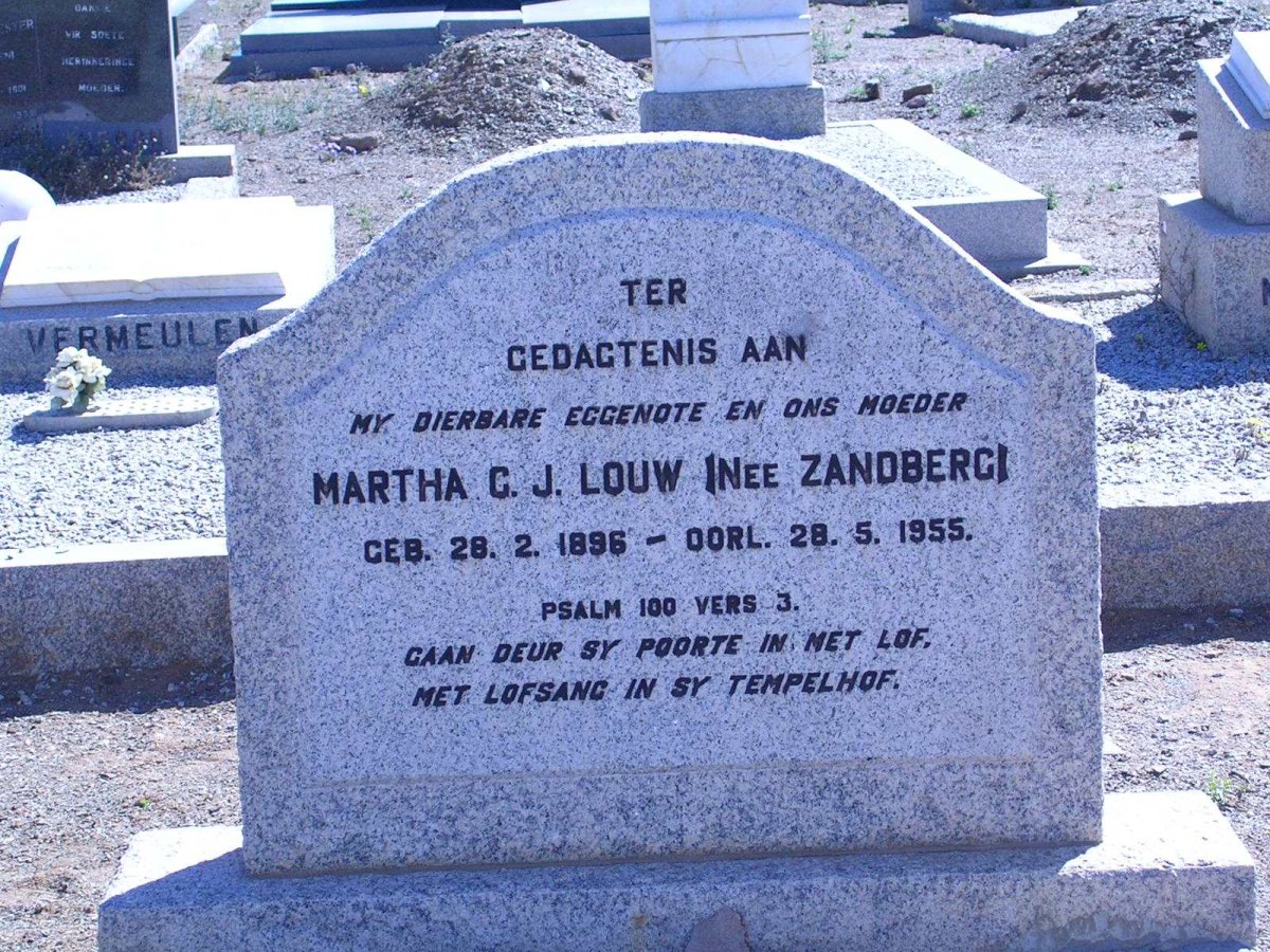 LOUW Martha C.J. nee ZANDBERG 1896-1955