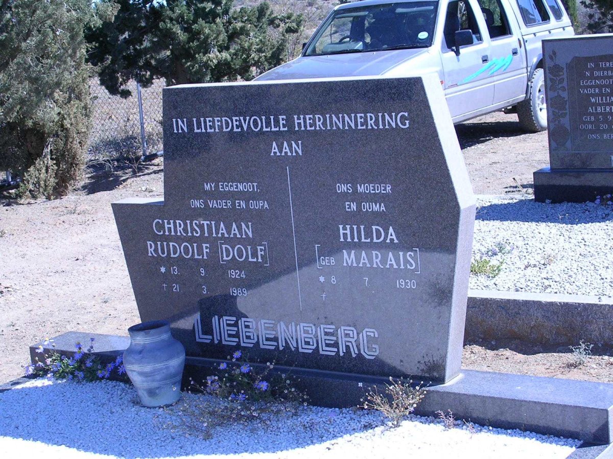 LIEBENBERG Christiaan Rudolf 1924-1989 & Hilda MARAIS 1930-