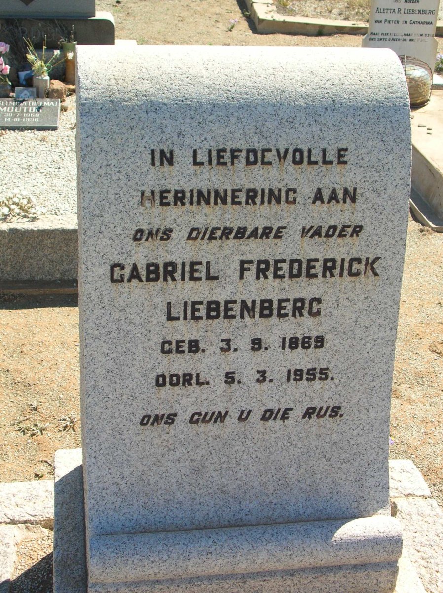 LIEBENBERG Gabriel Frederick 1869-1955