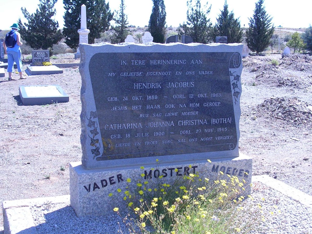 MOSTERT Hendrik Jacobus 1889-1963 & Catharina Johanna Christina BOTHA 1900-1965