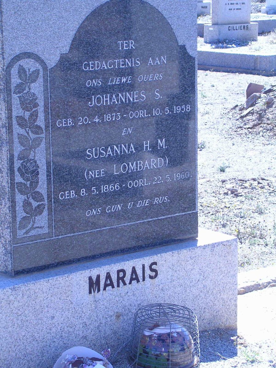 MARAIS Johannes S. 1873-1958 & Susanna H.M. LOMBARD 1866-1960