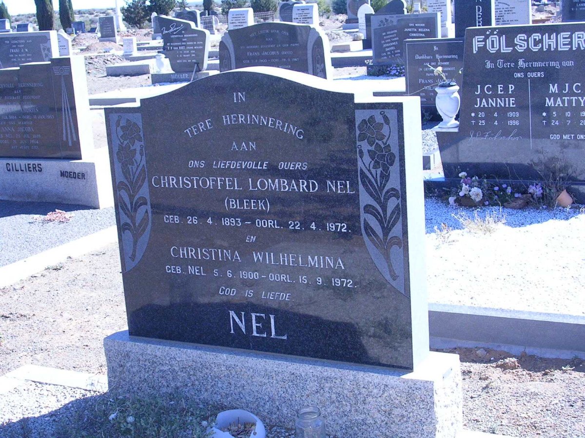 NEL Christoffel Lombard 1893-1972 & Christina Wilhelmina NEL 1900-1972