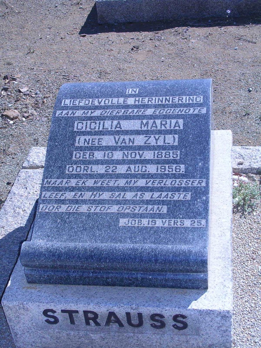 STRAUSS Cicilia Maria nee VAN ZYL 1885-1958