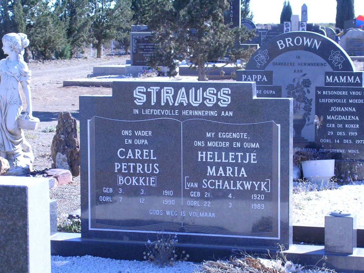 STRAUSS Carel Petrus 1910-1990 & Helletjé Maria VAN SCHALKWYK 1920-1989