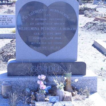 GORDON Wilhelmina Petronella nee BURGER 1899-1968 :: MOUTON Wilhelmina 1960-1996