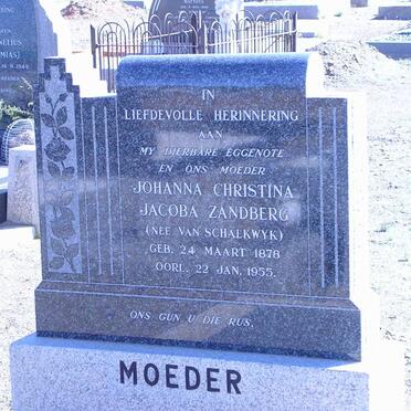 ZANDBERG Johanna Christina Jacoba geb. VAN SCHALKWYK 1878-1955