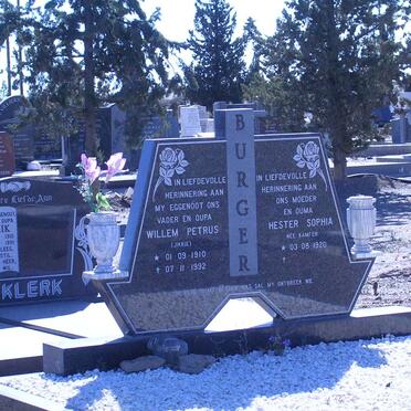 BURGER Willem Petrus 1910-1992 &amp; Hester Sophia KAMFER 1920-