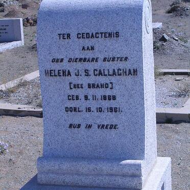 CALLAGHAN Helena J.S. nee BRAND 1868-1961