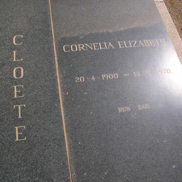 CLOETE Cornelia Elizabeth 1900-1970