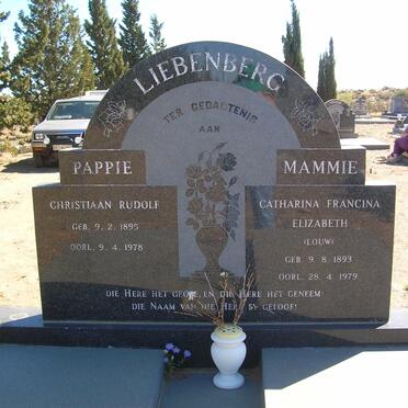 LIEBENBERG Christiaan Rudolf 1895-1978 &amp; Catharina Francina Elizabeth LOUW 1893-1979