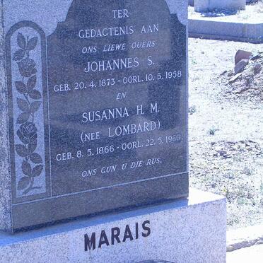 MARAIS Johannes S. 1873-1958 &amp; Susanna H.M. LOMBARD 1866-1960