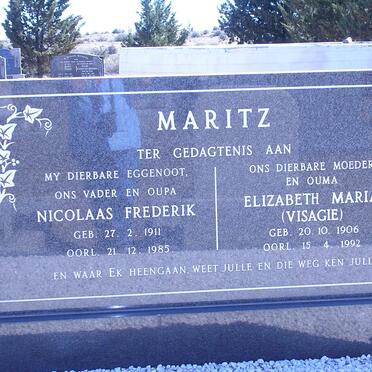 MARITZ Nicolaas Frederik 1911-1985 &amp; Elizabeth Maria VISAGIE 1906-1992