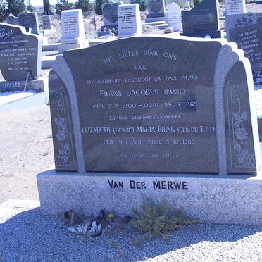 MERWE Frans Jacobus, van der 1900-1965 &amp; Elizabeth Maria B. DU TOIT 1901-1969