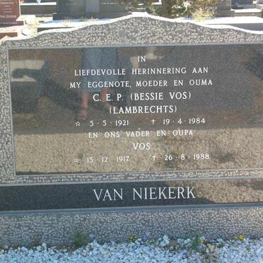NIEKERK Vos, van 1917-1988 &amp; C.E.P LAMBRECHTS 1921-1984