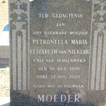 NIEKERK Petronella Maria Elizabeth, van nee VAN SCHALKWYK 1879-1920
