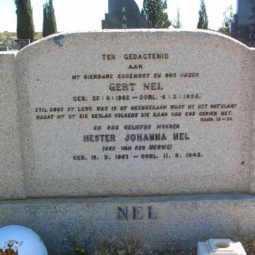 NEL Gert 1862-1938 &amp; Hester Johanna VAN DER MERWE 1867-1945