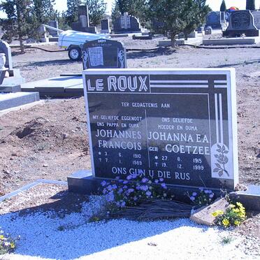 ROUX Johannes Francois, le 1910-1989 &amp; Johanna E.A. COETZEE 1915-1999