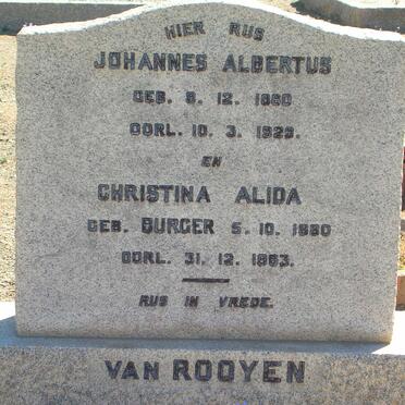 ROOYEN Johannes Albertus, van 1860-1929 &amp; Christina Alida BURGER 1880-1963