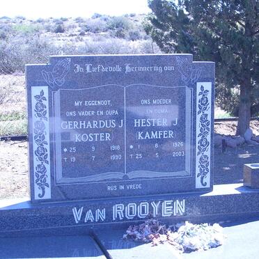 ROOYEN Gerhardus J., van 1918-1990 &amp; Hester J. KAMFER 1926-2003