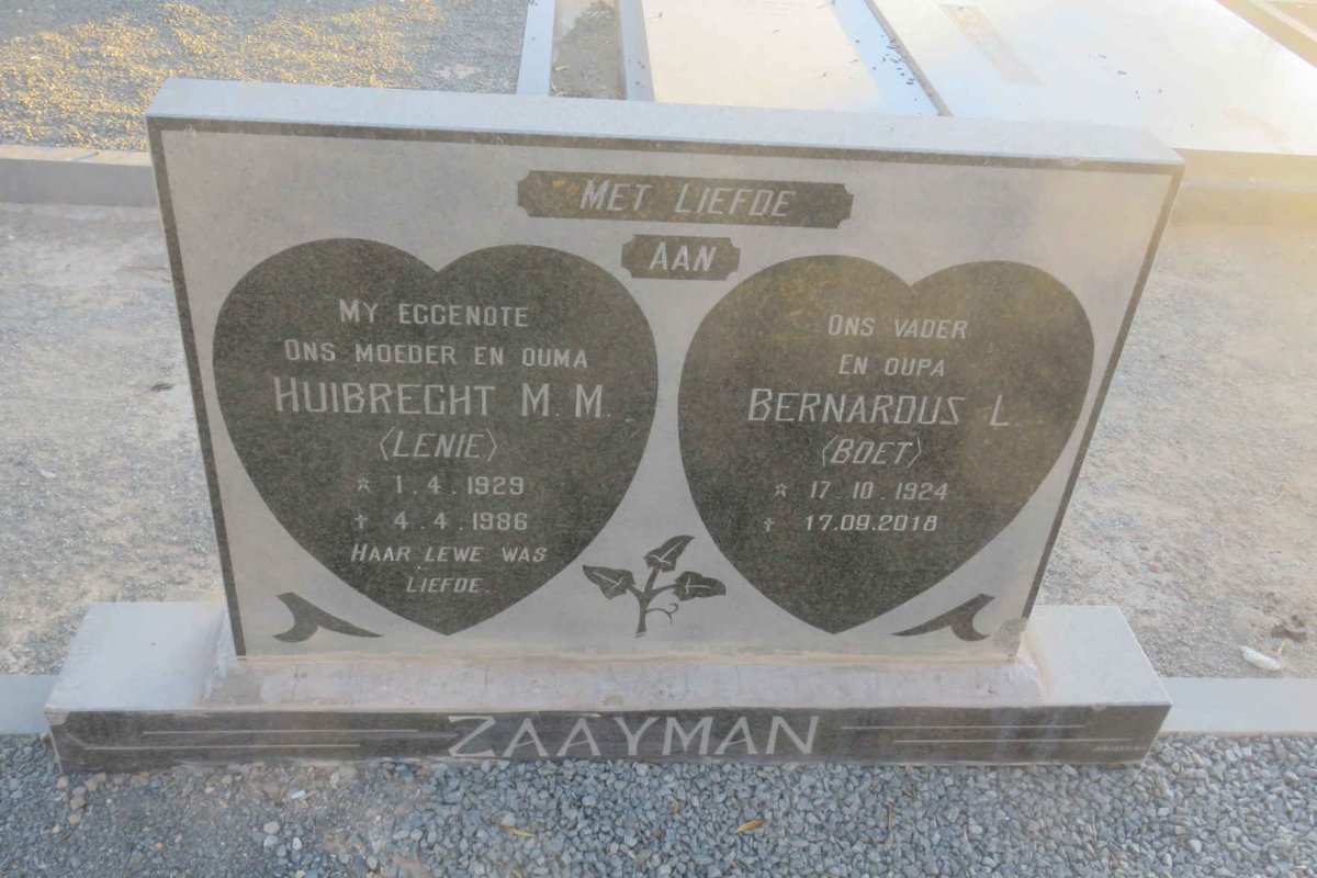 ZAAYMAN Bernardus L. 1924-2018 & Huibrecht M.M. 1929-1986