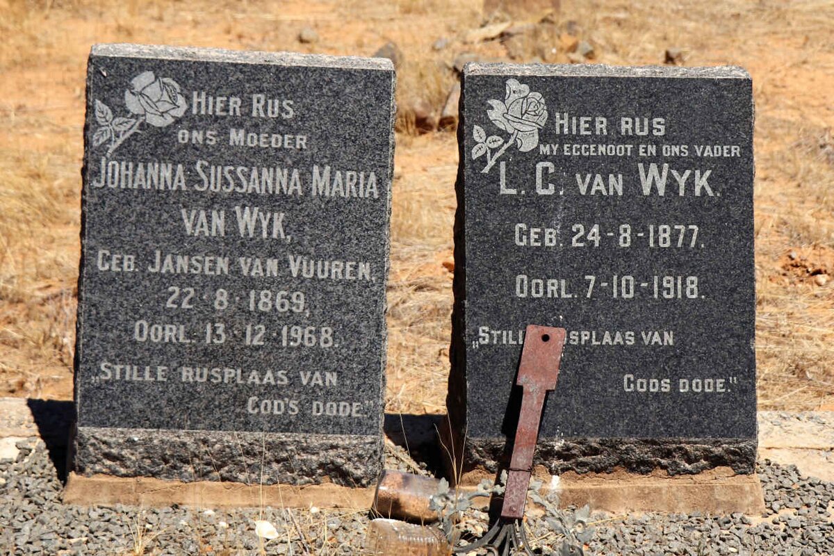 WYK L.C., van 1877-1918 &amp; Johanna Sussanna Maria JANSEN VAN VUUREN 1869-1968